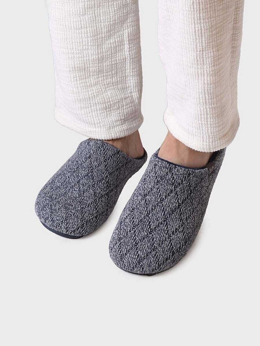 Hombre Toni Pons | Zapatilla De Casa Tipo Zueco Para Hombre En Tejido En Marino - Nauel-Km
