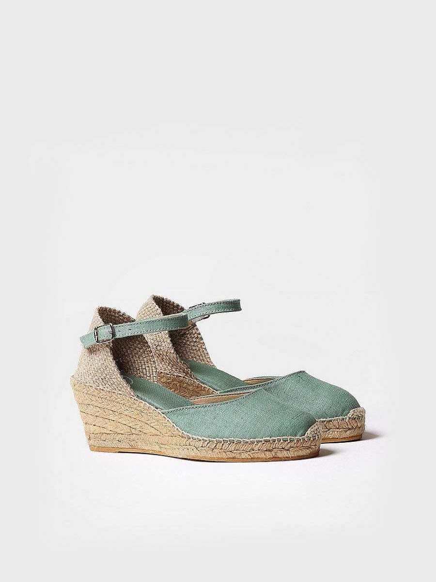 Mujer Toni Pons | Alpargata De Cuna De Yute Con Hebilla En Color Menta - Caldes