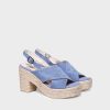 Mujer Toni Pons | Sandalia De Piel De Tacon En Color Indigo - Kenia-A