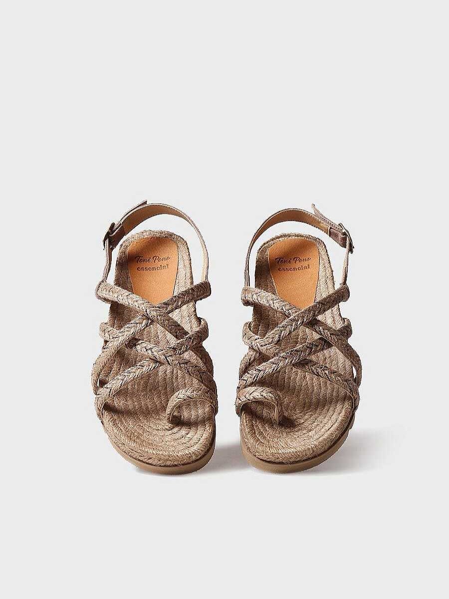 Mujer Toni Pons | Sandalia Plana De Yute En Color Taupe - Daisy-Tb