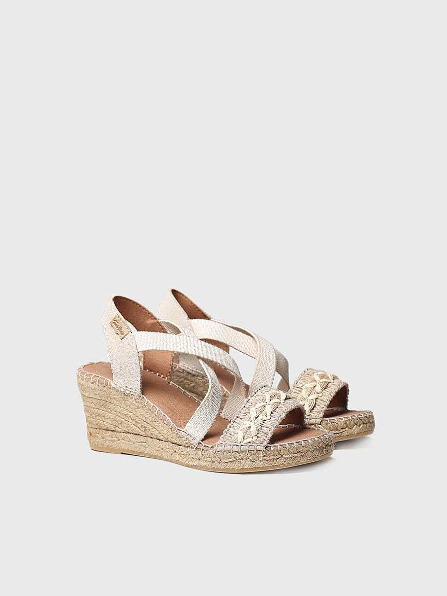 Mujer Toni Pons | Sandalia De Cuna De Yute En Color Beige - Susa-Bn