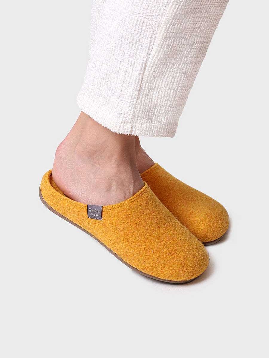 Mujer Toni Pons | Zapatilla Tipo Zueco Para Mujer En Fieltro Reciclado En Amarillo - Mona-Fr