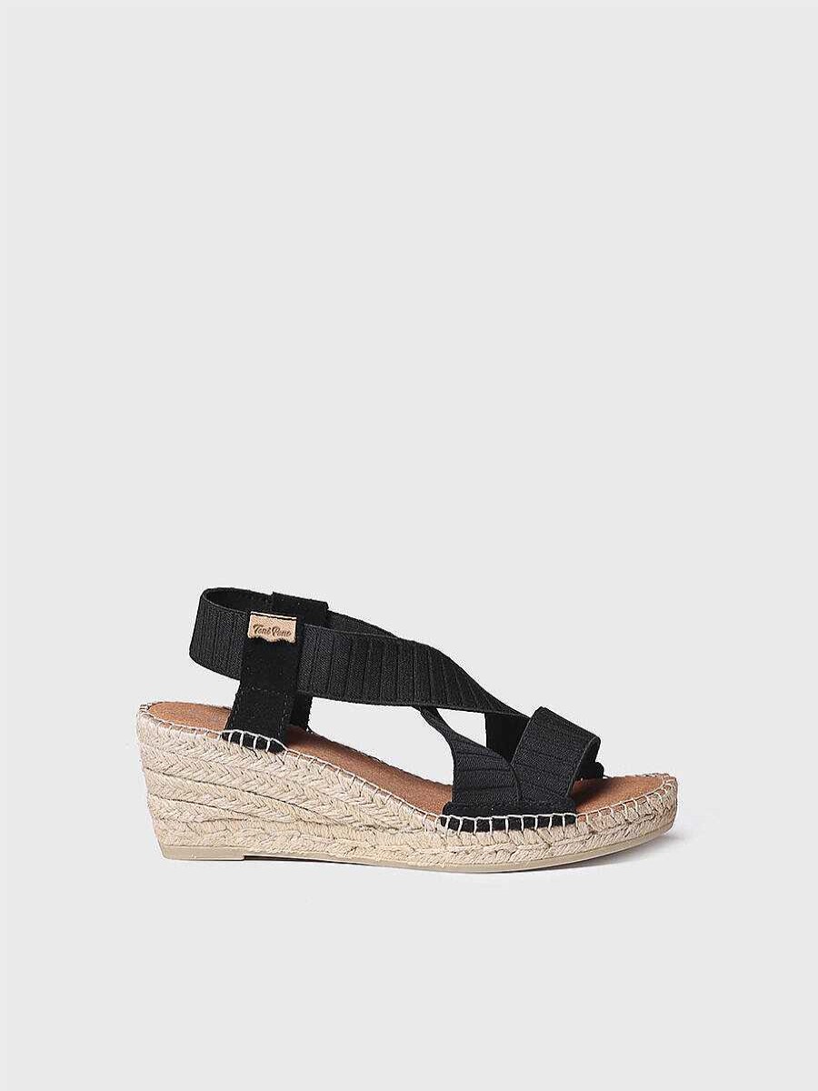 Mujer Toni Pons | Sandalia De Cuna Con Tiras Elasticas En Color Negro - Tura-Tr