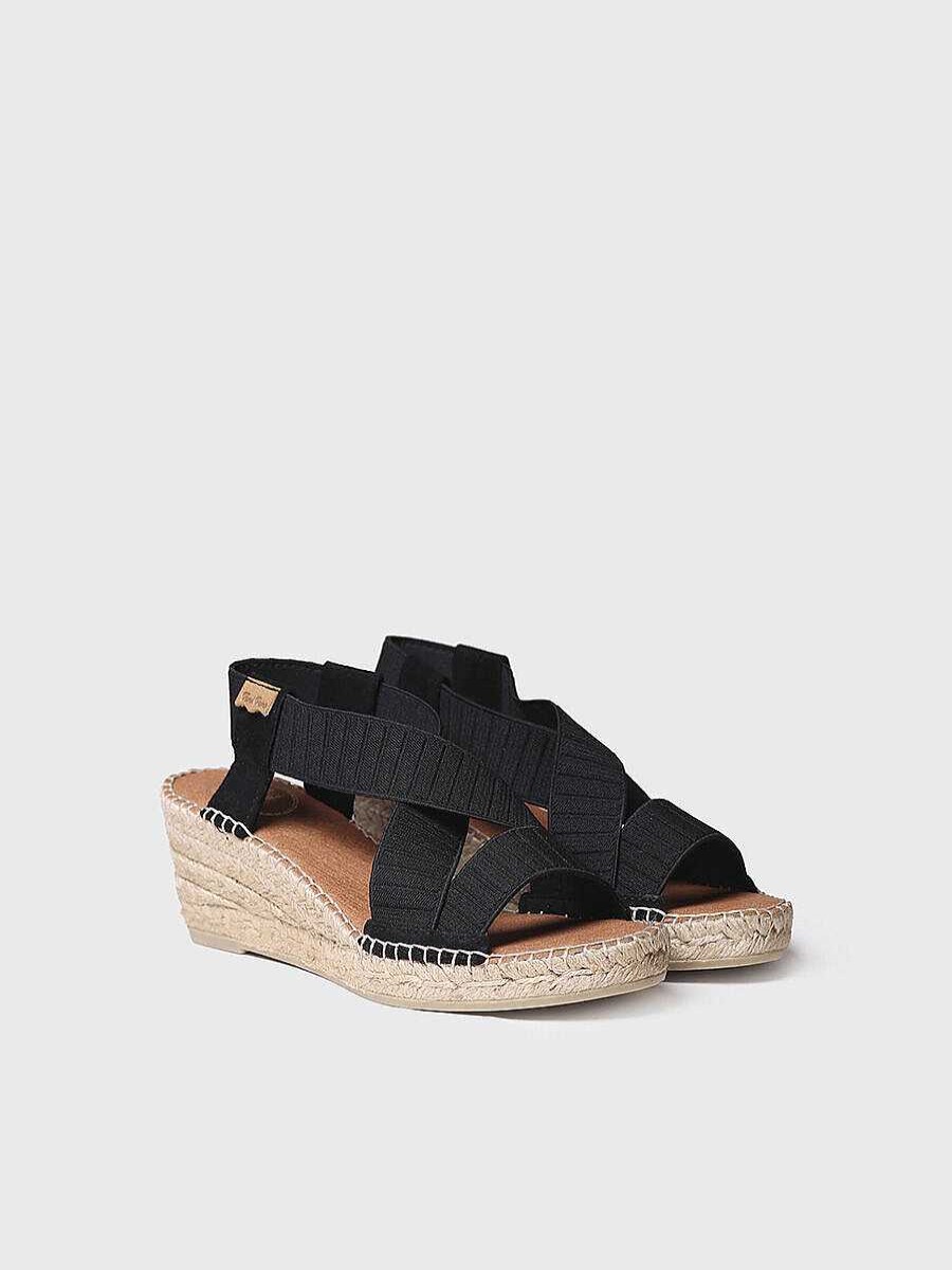 Mujer Toni Pons | Sandalia De Cuna Con Tiras Elasticas En Color Negro - Tura-Tr