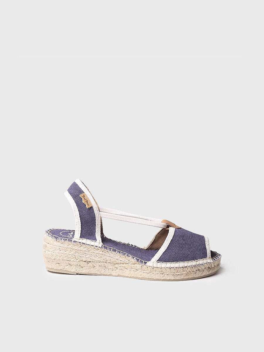 Mujer Toni Pons | Alpargata En Lona De Algodon De Mujer En Color Crudo Y Azul Marino- Briana