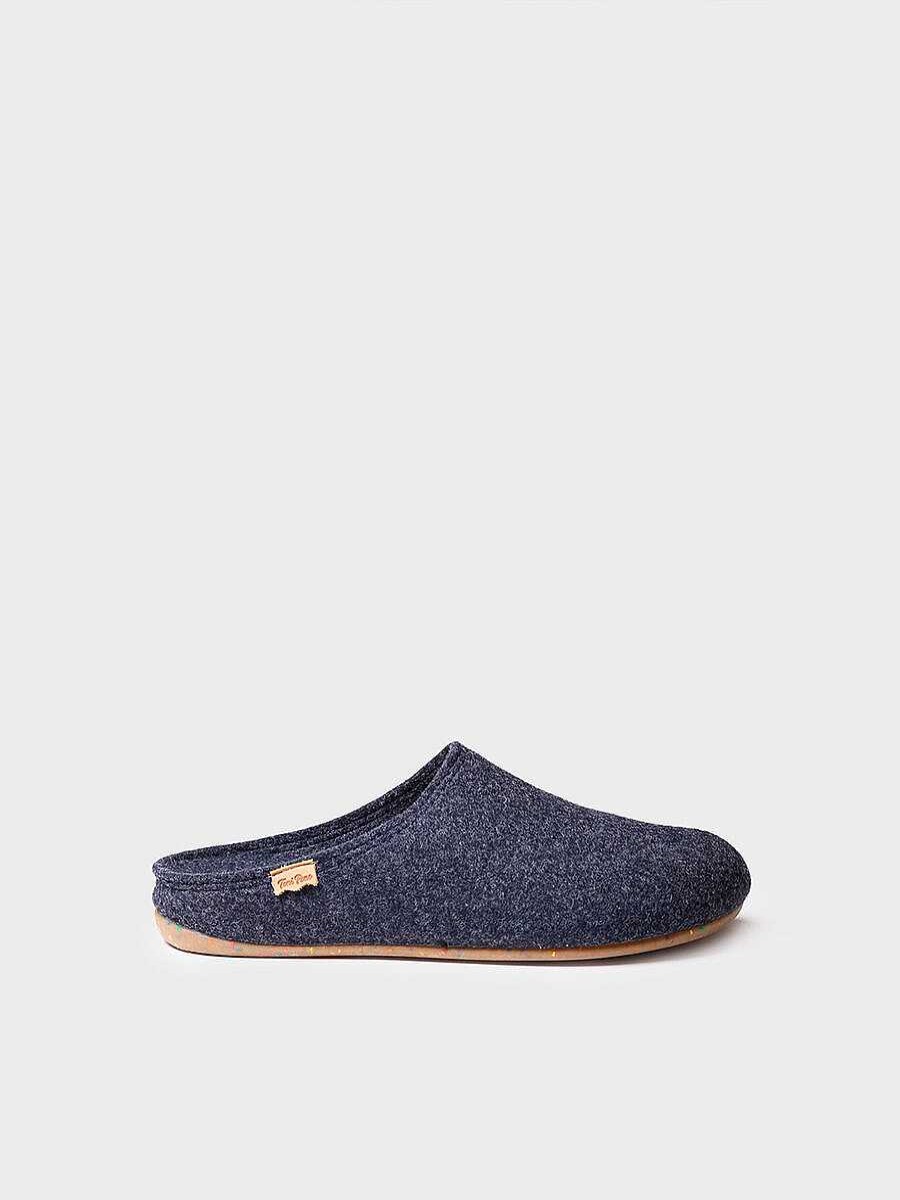 Hombre Toni Pons | Zapatilla De Casa Tipo Zueco Para Hombre En Fieltro Reciclado En Marino - Neo-Fr