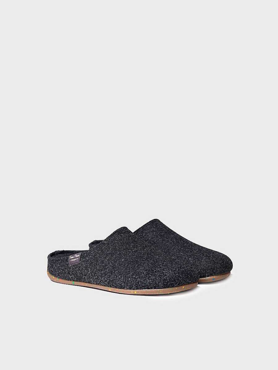 Mujer Toni Pons | Zapatilla Tipo Zueco Para Mujer En Fieltro Reciclado En Negro - Mona-Fr
