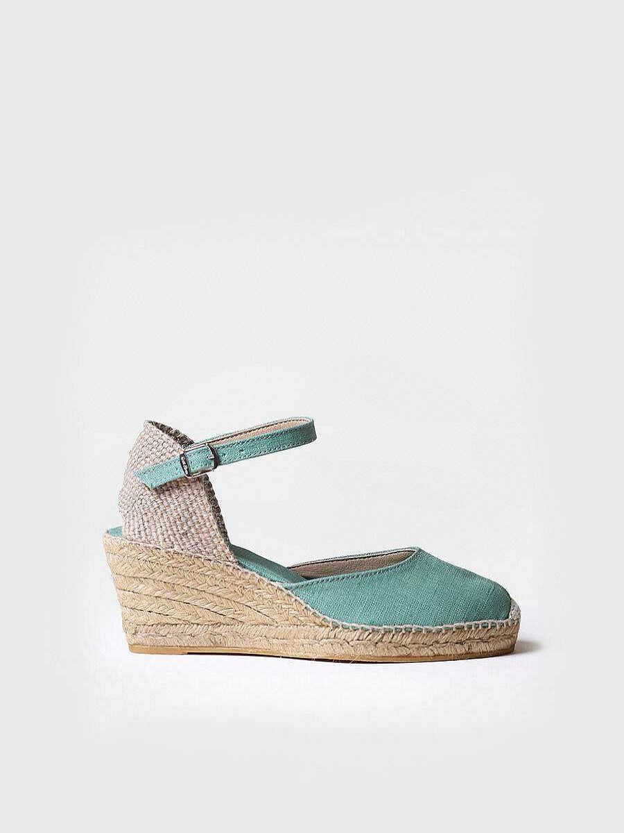 Mujer Toni Pons | Alpargata De Cuna De Yute Con Hebilla En Color Menta - Caldes