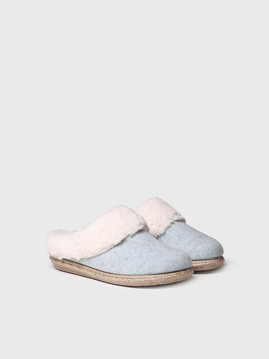 Mujer Toni Pons | Slippers Para Mujer En Fieltro Y Borrego En Celeste - Deli-Bf